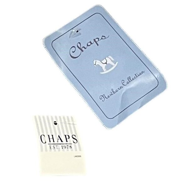 CHAPS Newborn Collection Baby Boy 2 Piece Plaid Shirt And Navy Pants Set NWT - Picture 4 of 9